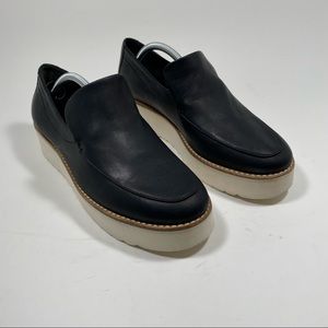 Vince Zeta-B Leather Slip-On Platform Wedges Color Black Size EU 38. US 8